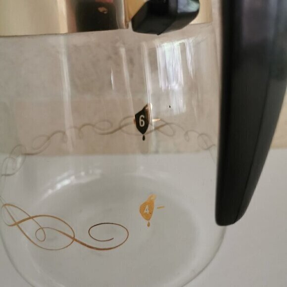 Vintage Corning MCM Coffee Carafe 6-Cup, Black Gold Scroll Pattern Kitchen Decor - Picture 9 of 10